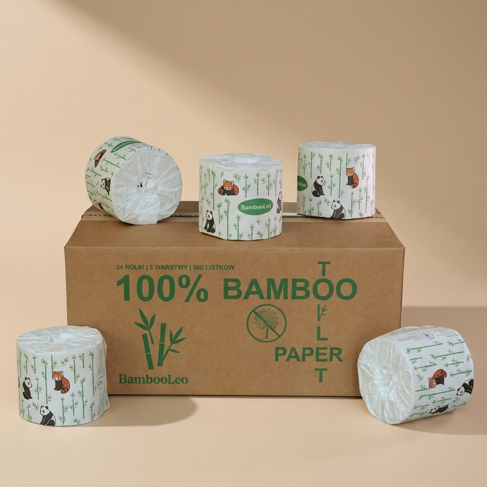 Papier Toaletowy Bambusowy – Zestaw 24 Rolek | 3 Warstwy | 300 Listków